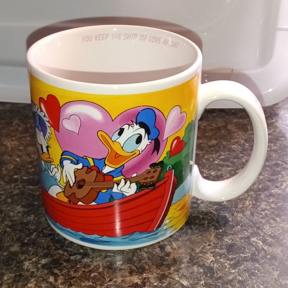 VINTAGE 1987 Disney Donald Duck & Daffy Duck Valentines Mug Love Quote Mug - Picture 7 of 12